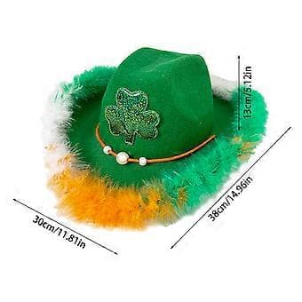 Saint Patricks Hat Irsk Glitter Hat med Blad til Saint Patricks Dag Tilbehør Saint Patricks Hat Blad Grøn