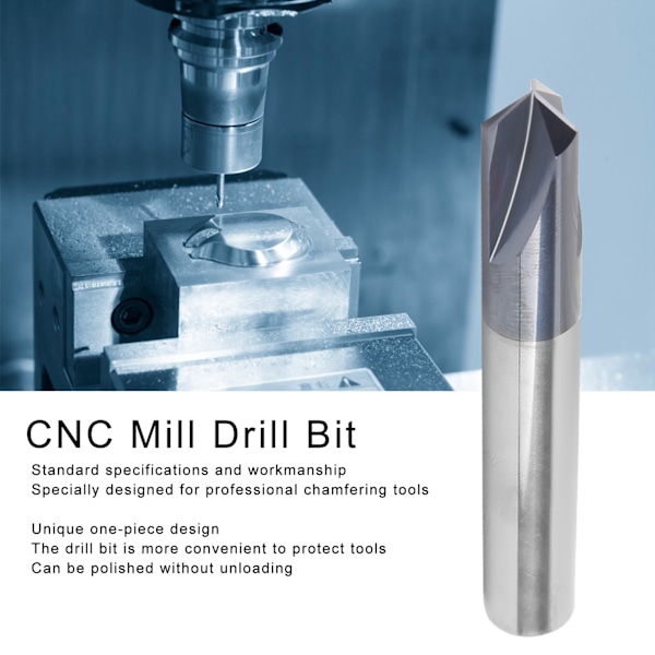 3‑Flad Chamferfræser Bor Tungsten Stål 120° CNC Chamfering End Mill ToolD10 x 120° x 75L