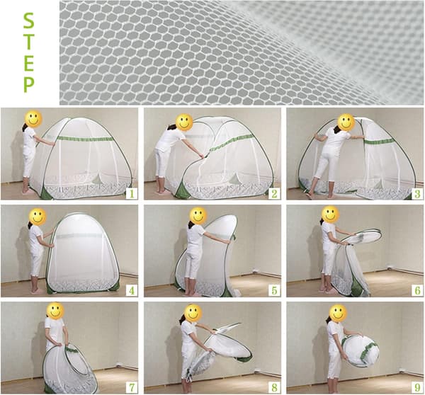 Foldbart Design Sengehimmel, Pop Op for Nem Opsætning, Åndbart Polyester Mesh, Vaskbar og Bærbar til Indendørs og Udendørs Brug (180*200*150CM)