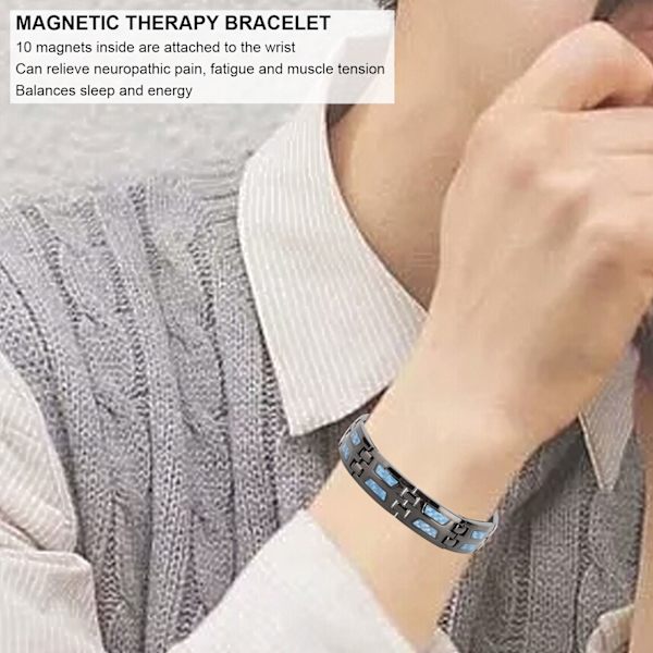 Magnetisk Terapi Armbånd i Rustfrit Stål - Smertelindring - Stilfuldt Kulfiber Magnet Armbånd