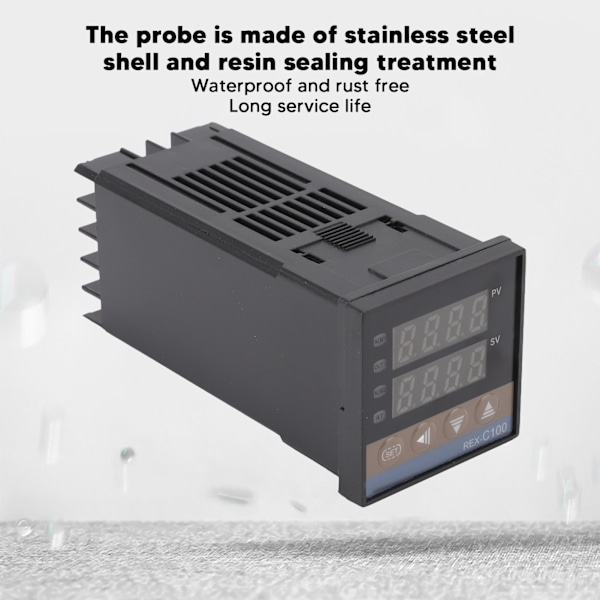 PID Termostat Temperaturregulatorsett 0‑400℃ Digital Temperaturregulator med Termoelement Relé AC100‑240V 25A