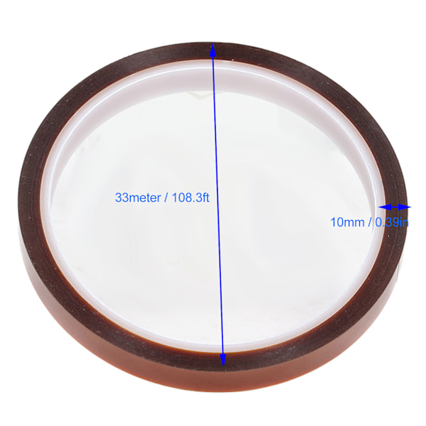 5 stk Polyimid Tape Statisk Fri Isolasjon Høy Temperatur 33 Meter Lengde Tilbehør 10mm / 0.39in Bredde