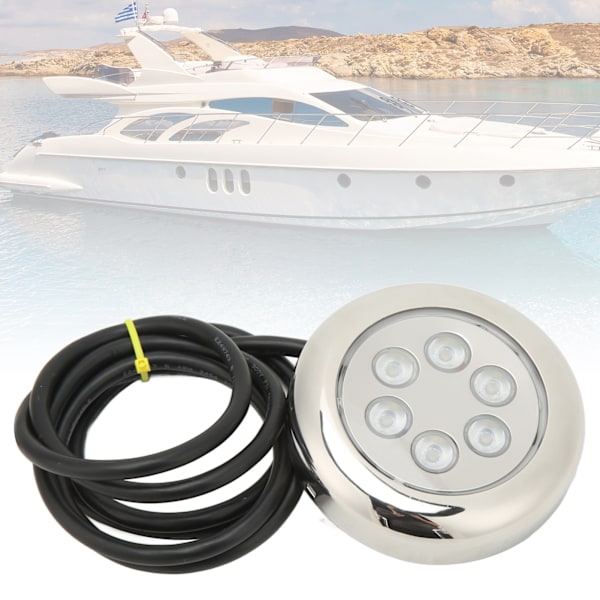 3,5 tommer LED undervandslys Overflademontering IP68 Vandtæt 12V‑24VDC til Yacht Marine Båd Hvidt Lys 4W