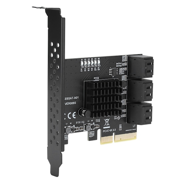 6-Portars Riserkort, PCIe SATA Expansionskort med Höga Hastigheter 6Gbps Stöd, Stöder AHCI-läge och Native Command Queue, SATA 3.0 Controller Hub