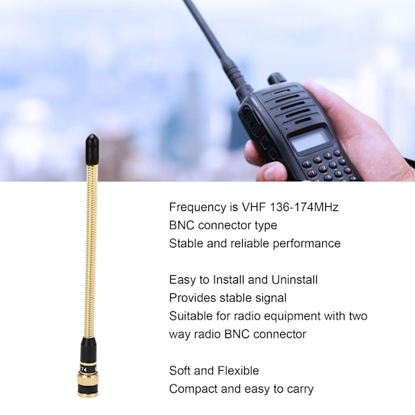 Walkie Talkie Fjäderantenn BNC-kontakt VHF 136 till 174MHz Metall 2-vägsradioantenn för ICOM V8 V82 för Kenwood TK310