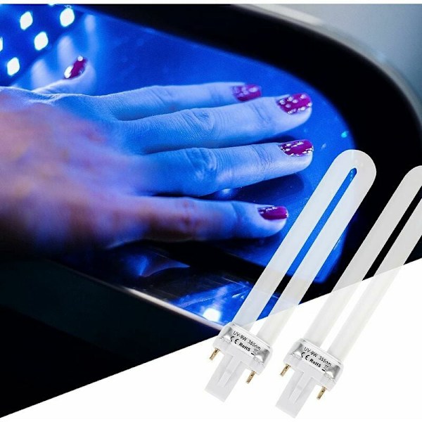 Ersättnings U-formad lampa glödlampa rör för nagelkonsttork, UV 365nm lampa rör för professionell nagelsalong, hållbar och långvarig Anti-Propanol 9W UV