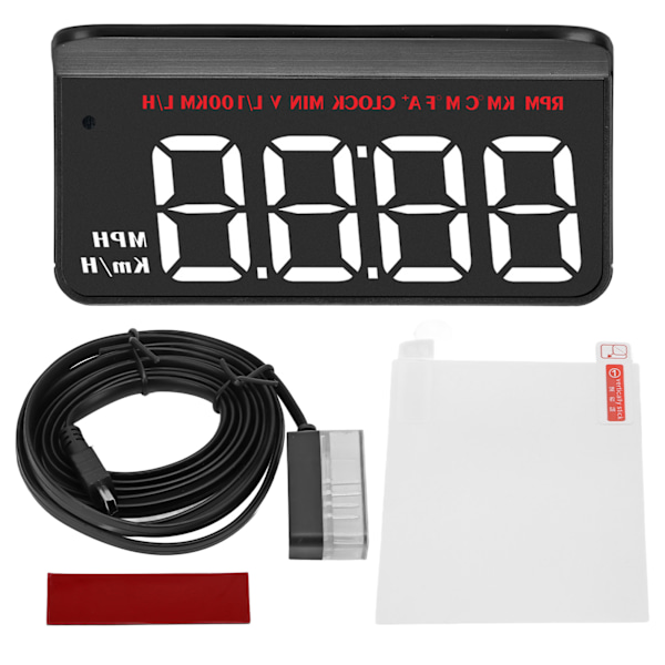HUD-skjerm Universal OBDII Overspeed Alarm Vindrute Projektor Head Up Meter Vanntemperaturmåler for Bil