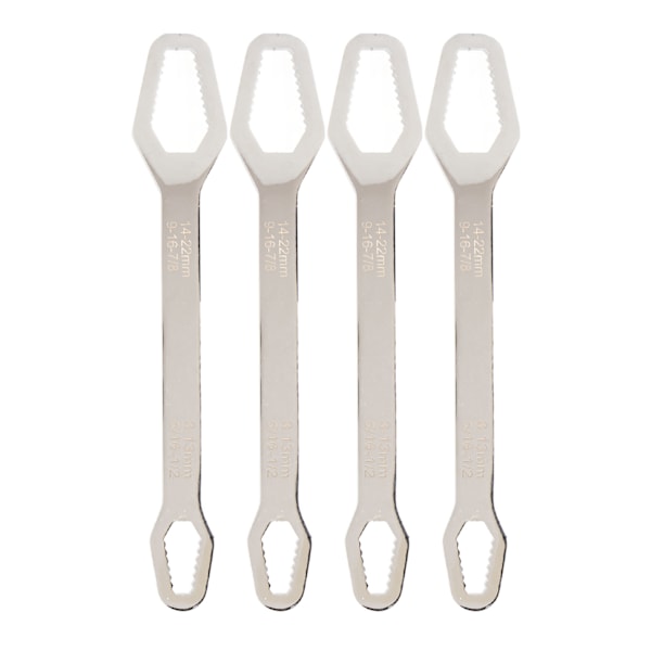 4 st Självjusterande Skiftnyckel 8 till 13mm 14 till 22mm 60HRC Stål Dubbeländad 23cm Lång Universalnyckel för Hemindustri Silverfärg