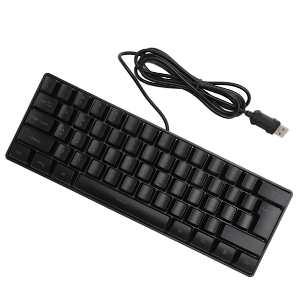 USB Trådbundet Gaming Tangentbord 60 Procent RGB Bakgrundsbelysning 61 Tangenter Portabelt Kompakt Tangentbord för PC Gamer Skrivare Svart
