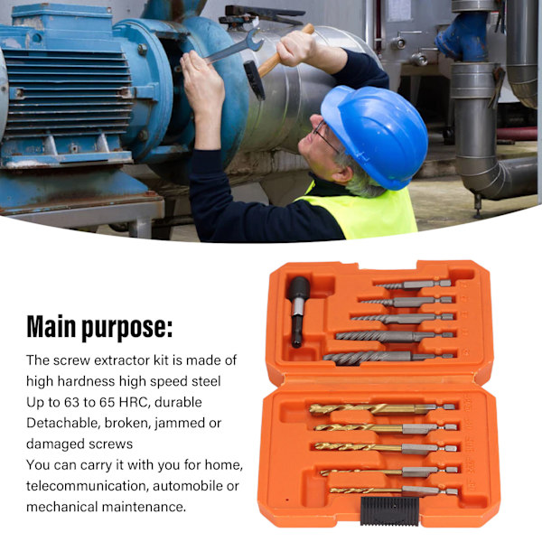 11 osan vaurioituneiden ruuvien poistokitti HHS Professional Bolt Stud Removal Tool Screw Remover