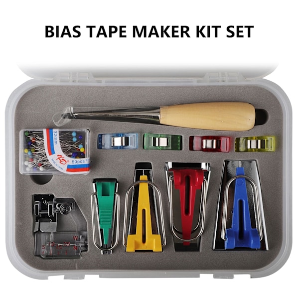 Komplett set med sömnads-/quiltingverktyg, multifunktionell kantbandsfot för perfekt halvering, gör-det-själv tygdetaljer nära till hands