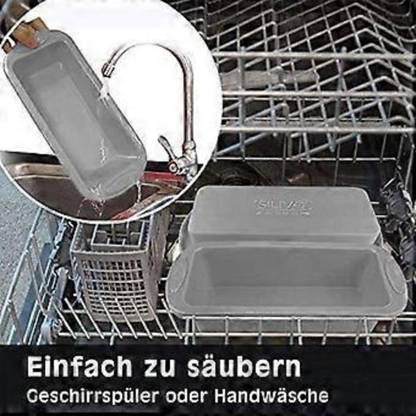 Rektangulær Silikone Brød Bageform Kageform Non-Stick Kage, 27 X13X 6.5 Cm Rød - Grå