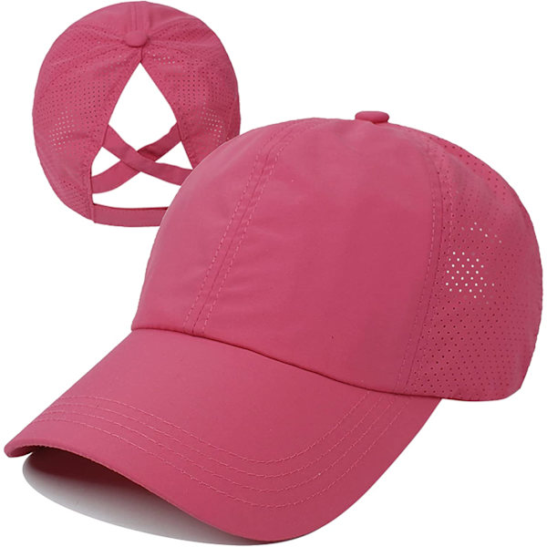 Dame Criss Cross Ponytail Baseball Cap Justerbar Høj Messy Bun Ponycap Hurtigtørrende Hat