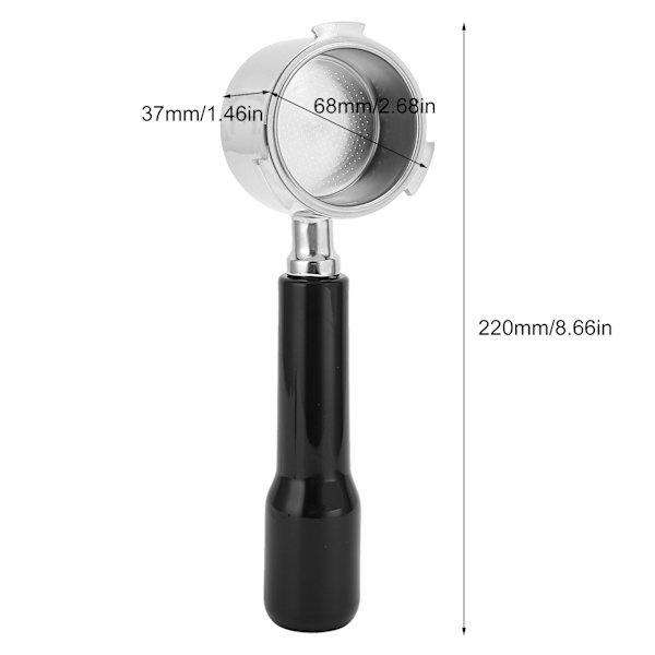 Kahvin pohjaton portafilteri, ruostumattomasta teräksestä valmistettu suodatinpidike, korvaava työkalu, kahvinkeittimen lisävaruste, 54 mm, musta