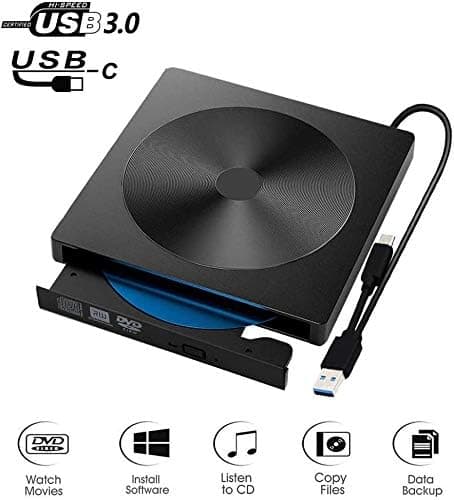 Extern CD DVD-enhet, brännare Typ C USB 3.0 CD DVD-brännare Combo Höghastighets Återskrivare för Laptop Notebook PC Stationär Dator
