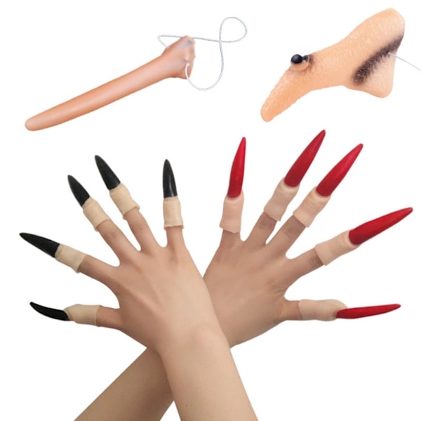 22 stk Halloween Hexe Kostume Tilbehør Hexe Kostume Næse Lang Næse med Vampyr Negle Hexe Negle Cosplay Party Props
