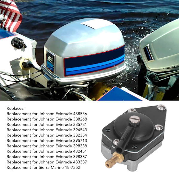Perämoottorin polttoainepumppu tiivisteellä 438556, korvaa Johnson Evinrude 20‑140HP veneen moottorin