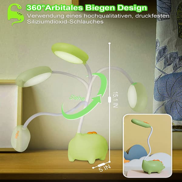 Flerbruks Dinosaur Skrivebordslampe, Bærbart Sammenleggbart Skrivebordstilbehør, Øyebeskyttelse USB Oppladbart Lys For Studenthybel, Søtt Design 3