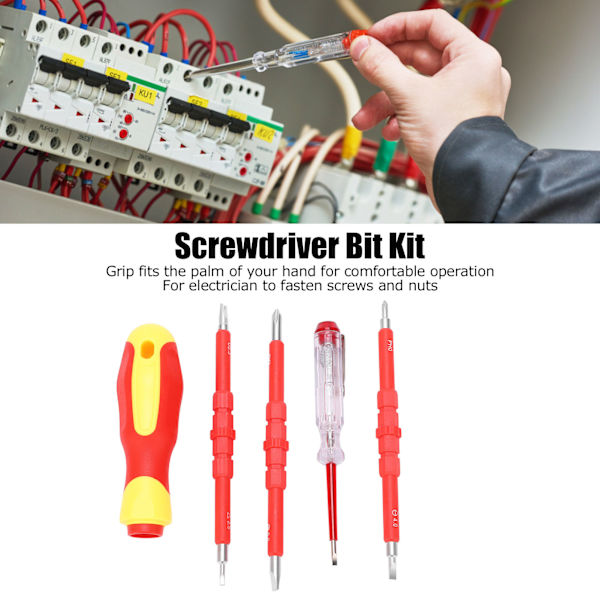 Skrutrekkersett med magnetisk hode, isolert spor, kryss og spesialformede bits - Elektrikerverktøy for reparasjon