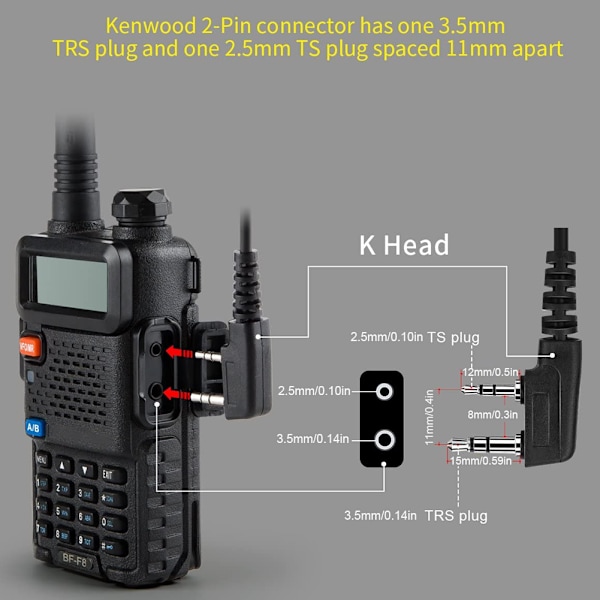 2 st Universal Hörlurskrokar Headset 2-vägsradio 2-stifts K-typ med PTT-mikrofon