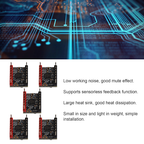 5 Set Stegmotordrivr UART-läge Ultraljudsmodul med Värmekylare TMC2209 Tillbehör