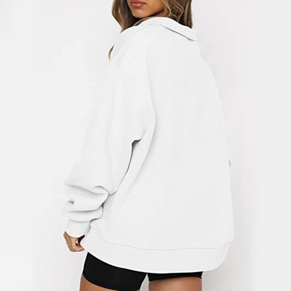 Trendy Queen Oversized Sweatshirts til kvinder med hættetrøjer og halv lynlås