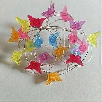 Lysguirlande formet som farverige sommerfugle 2M 20leds USB lysende net