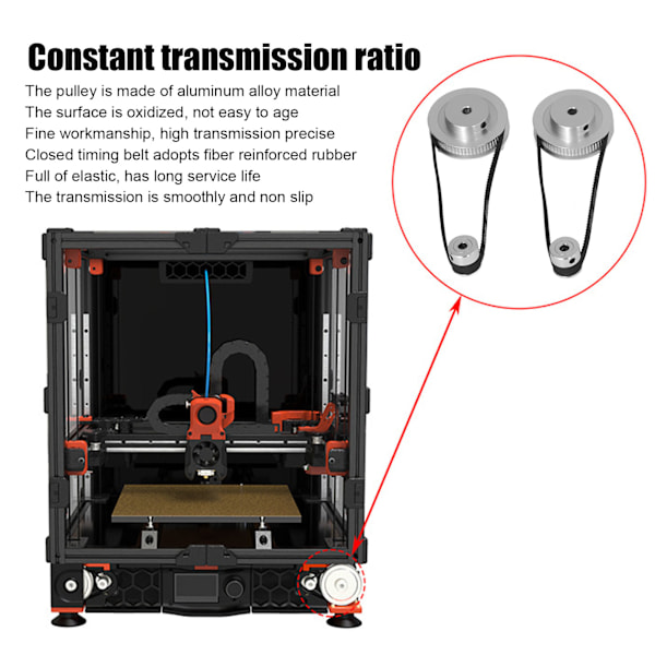 Tidsinställningsremskiva Set 20 Tänder 60 Tänder Aluminium Synkronhjul med 280mm Längd 6mm Bredd Tidsinställningsrem för 3D-skrivare 8mm/0.3in Borrning