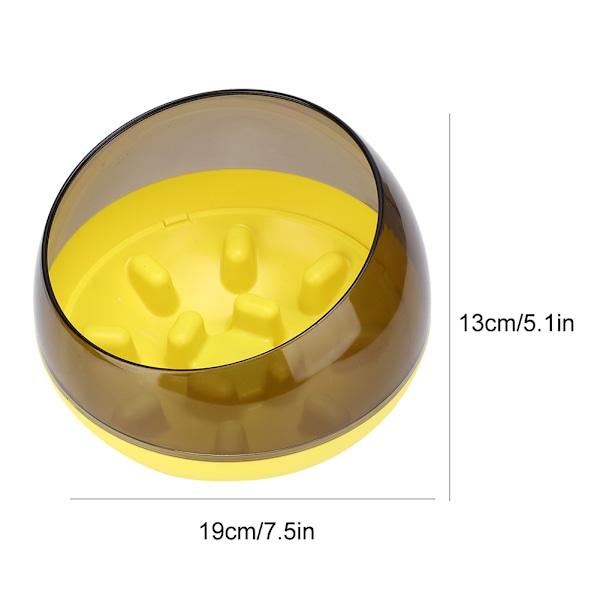 Pet Hund Kat Plastik Anti-kvælnings Ikke-fald Legetøj Langsom Foder Skål Madbeholder Fodertilbehør Gul