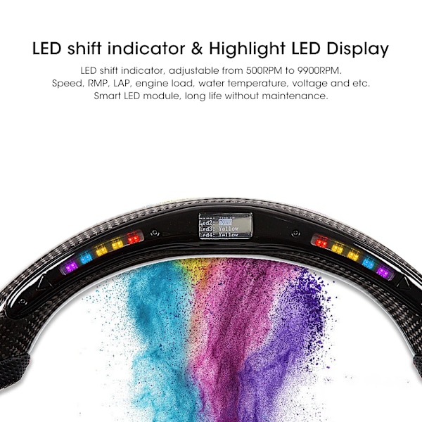 LED Performance Carbonfiber Race Display Rattet med Perforeret Læder og Rød Syning Passer til Nissan Skyline GT-R R34 1999-2002