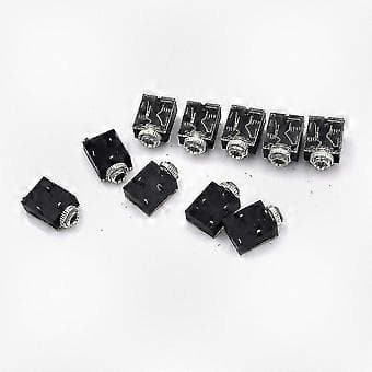 Sett med 10 3,5 mm Stereo Audio Socket-jakker med mutter - 5-pinners PCB-kontakter