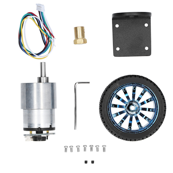 Kodarmotoruppsättning CW CCW Axel DC Växelmotorer med Fäste Hjul för Balansbil DC12V1000RPM