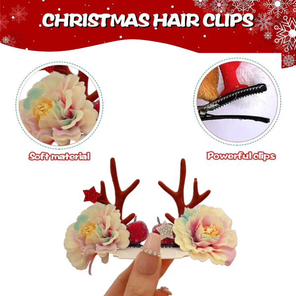 Christmas Hairpin - Cute reindeer antler Ear hair accessory