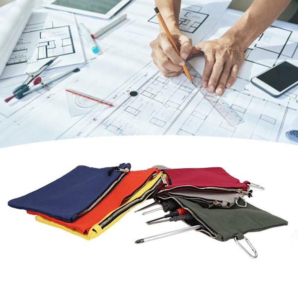 6-pack Verktygsväska med dragkedja, tungt tyg, canvas, multifunktionell arrangör med karbinhake