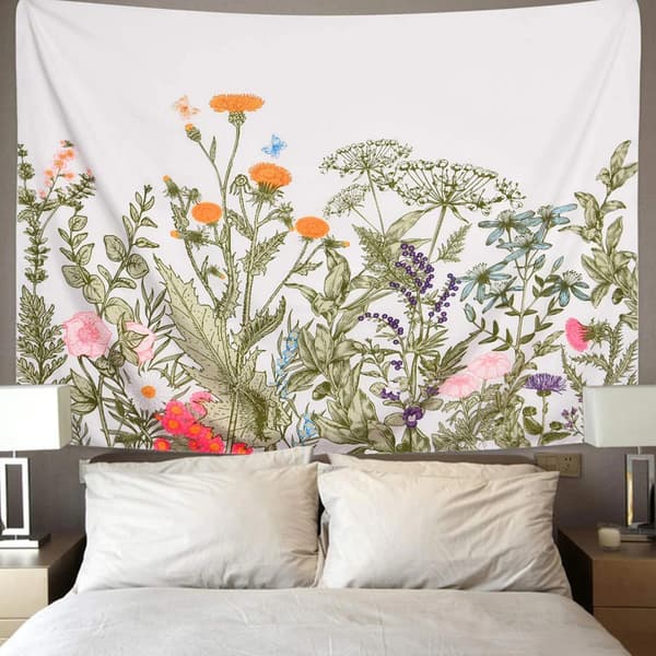 Elegant blomsterbort med urter gobelin, tidløst design til ethvert rum (150X130Cm)