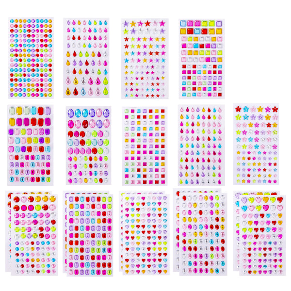 Bling Strass Stickers, Högglansiga Klara Glitterstenar för Kreativa Evenemang, Olika Former Flerfärgade Självhäftande Strass