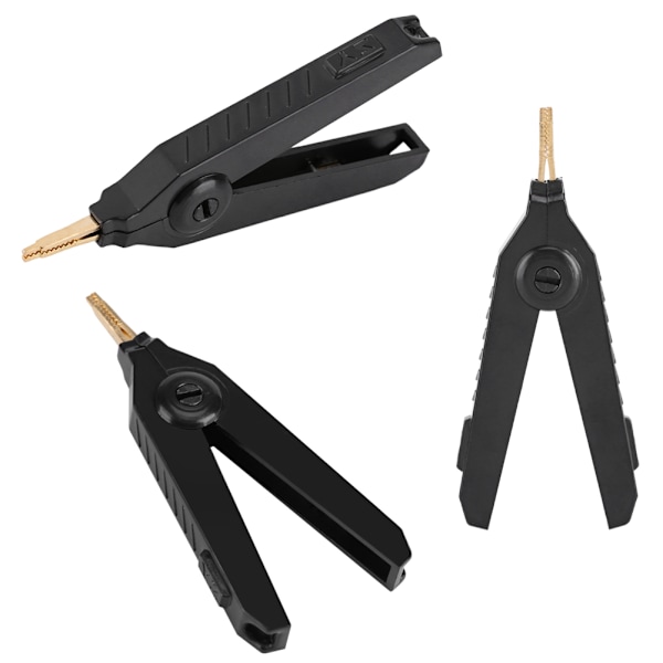 1 stk Kobberisolerte Krokodilleklemmer Adapter Bilbatterikabel Testprobe Svart
