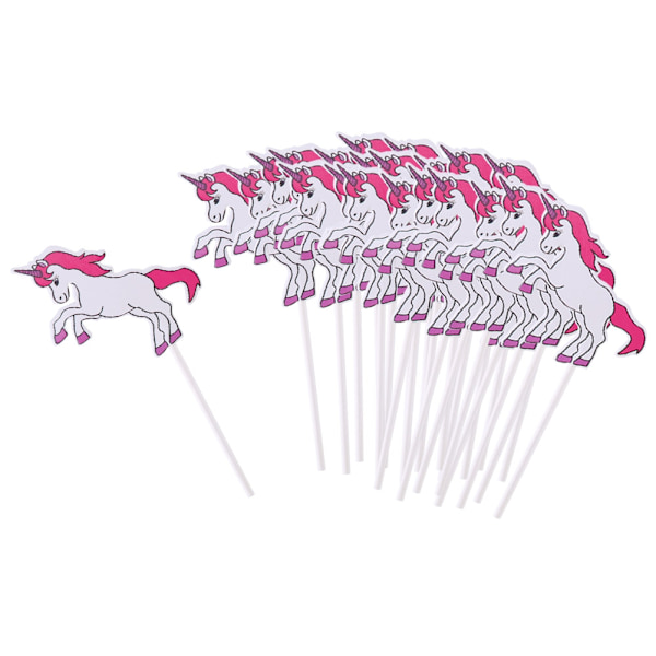 24 st Unicorn Cartoon Cake Cupcake Choklad Topper Dekoration För Födelsedagsfest (Rosa)