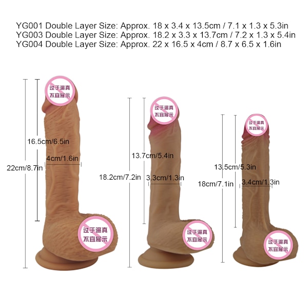 Simuleret Dildo Dobbeltlags Flydende Silikon med Stærk Sugeskål Voksen Legetøj til Kvinder YG001 Dobbeltlag
