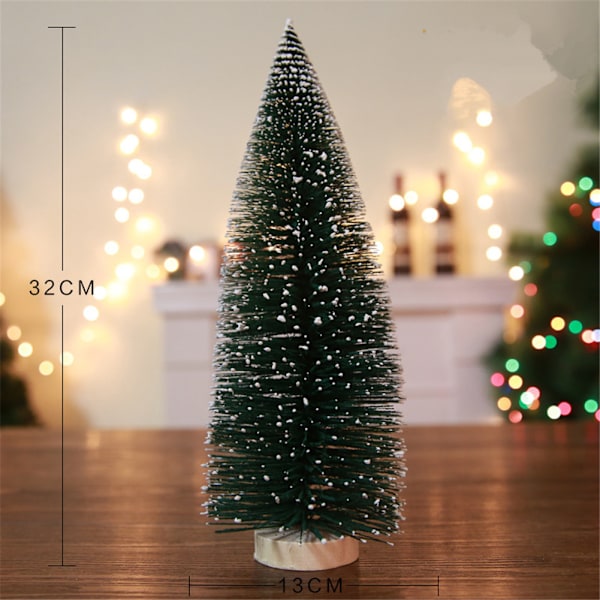 1 stk Mini Juletræ Snefrost Hjem Bordpynt DIY Lille Fyrtræ Børnegave (32cm)