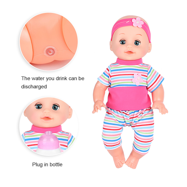 Babydukke Leke Høy Simulering Barn Utdannings Lek Pretend Play Dukke Leke med Lydeffekt SY004-10 Rosa