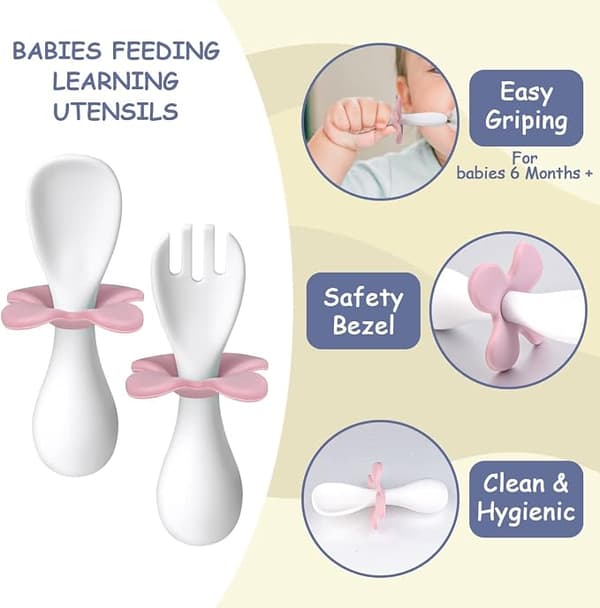 Baby Sked och Gaffel, 2PCS Ergonomiska Bestick för Baby