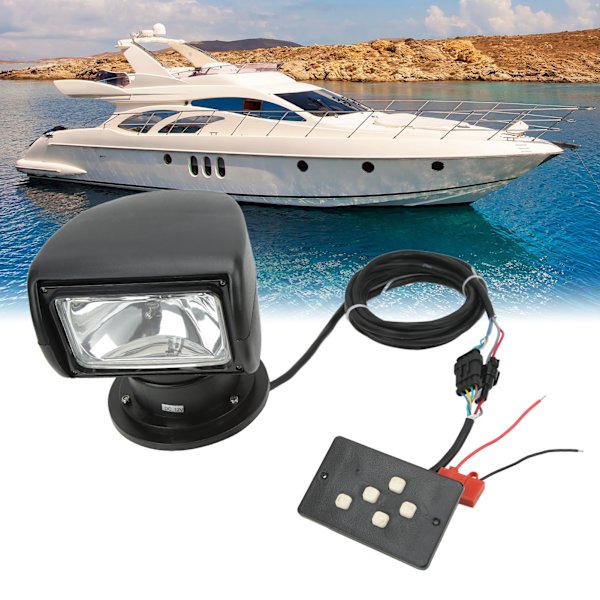 Fjärrstyrd Söklampa 100W 8.3A 360 Graders Rotation Vattentät Spotlight Universal Passform för Båt Yacht Lastbil Bil DC12V