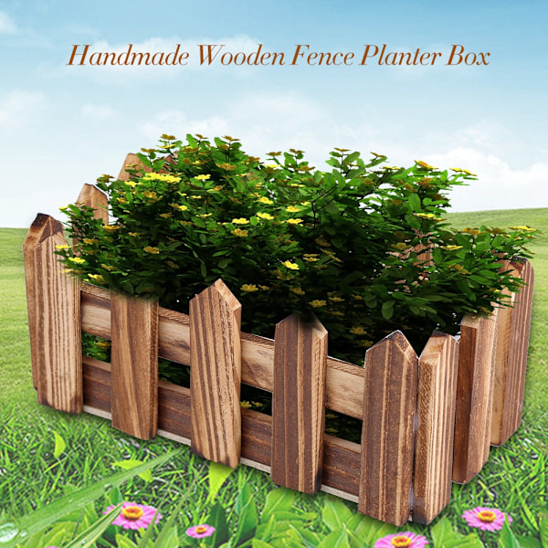 Handmade Wooden Fence Planter Box Flower Succulent Container Plant Pot (16 x 8.5 x 7 cm)