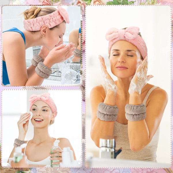 4-delt pandebånd armbåndsmanchetter til ansigtsvask Kvinder piger ma