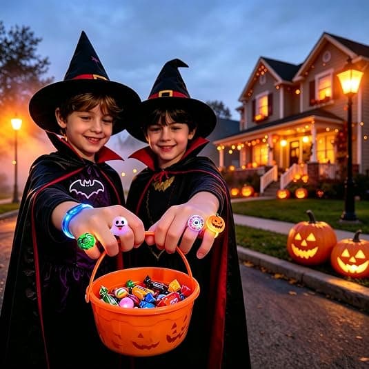Halloween selvlysende ringe: 50 Halloween festgaver, selvlysende LED-ringe til børn, velegnet til børn og voksne