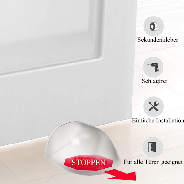 Transparent Dörrstopp, Miniatyr Glasmonter Förbättrar Inredning För Släta Golv, Självhäftande Skydd Mot Smällande Dörrar, Förebygger