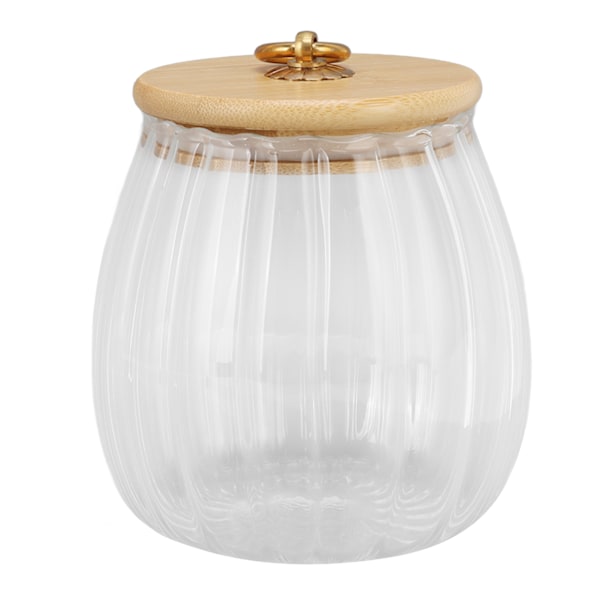 Mångsidiga Förvaringsglasburkar med Bambulock, Lufttät Försegling för Matkonservering, Klar Blommönsterdesign för Enkel Övervakning, Idealisk för Kaffe, Te,