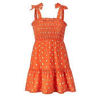 Polkadot Slipkjole Polyesterfiber A-linje Elastisk Høy Midje Sommerkjole for Møte Strand