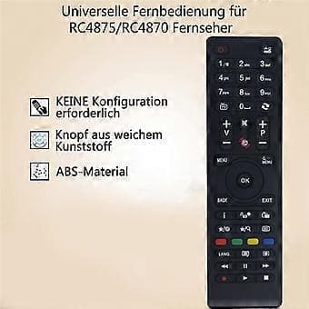 Erstatningsfjernkontroll for Telefunken TV RC4875/RC4870 Ingen oppsett nødvendig
